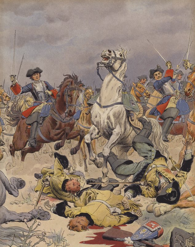 Slaget ved Malplaquet, siste anklage fra det franske kavaleriet av Maurice Leloir