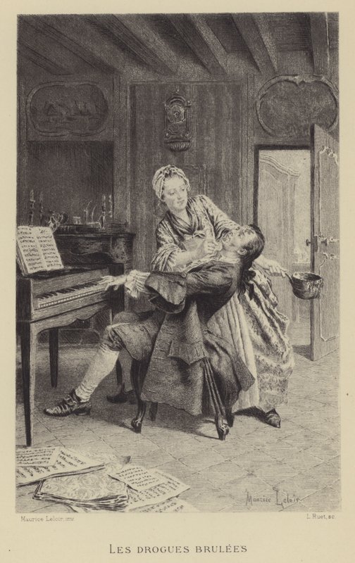 De brente medikamentene (gravure) av Maurice Leloir