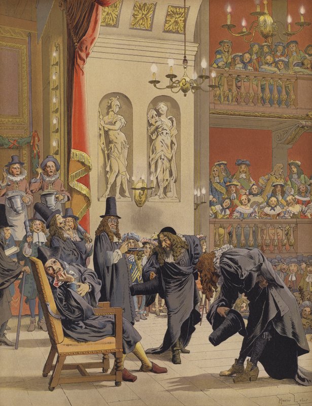 Den siste forestillingen til Moliere, i Le Malade Imaginaire av Maurice Leloir