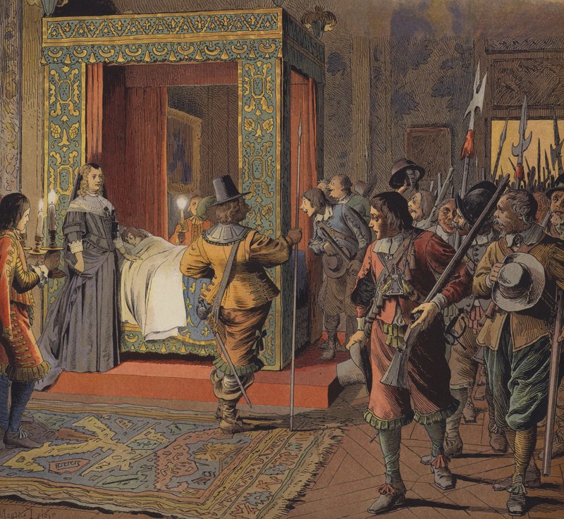 Natten til 9. februar 1651 løp militsen forbi sengen til den unge Ludvig XIV av Maurice Leloir