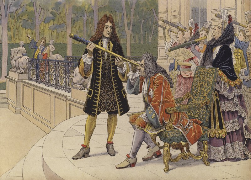 Solformørkelsen, kong Ludvig XIV og hoffets kvinner på terrassen til Chateau of Marly av Maurice Leloir