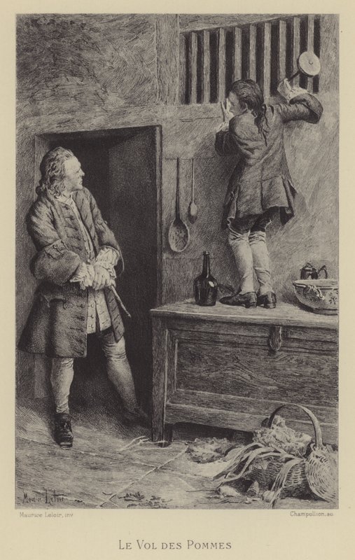 Tyveri av epler (gravyr) av Maurice Leloir