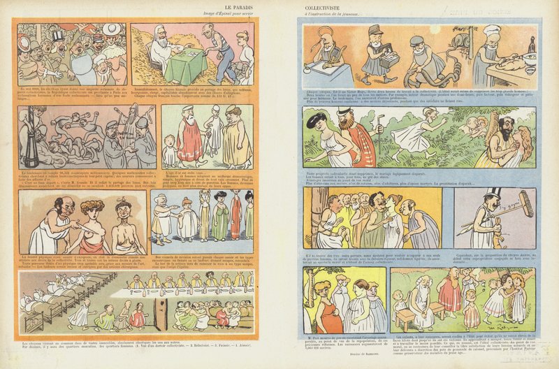 Det kollektivistiske paradiset. Illustrasjon for Le Rire av Maurice Radiguet