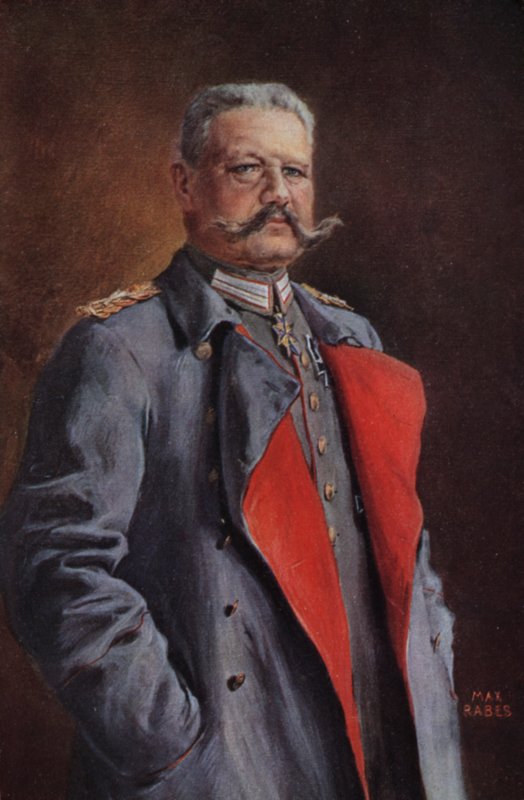 Feltmarskalk Paul von Hindenburg, sjef for den tyske hæren i første verdenskrig (farge litho) av Max Rabes