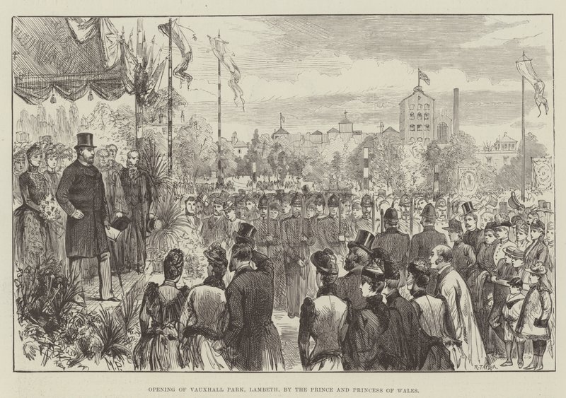 Åpning av Vauxhall Park, Lambeth, av prinsen og prinsessen av Wales av Melton Prior