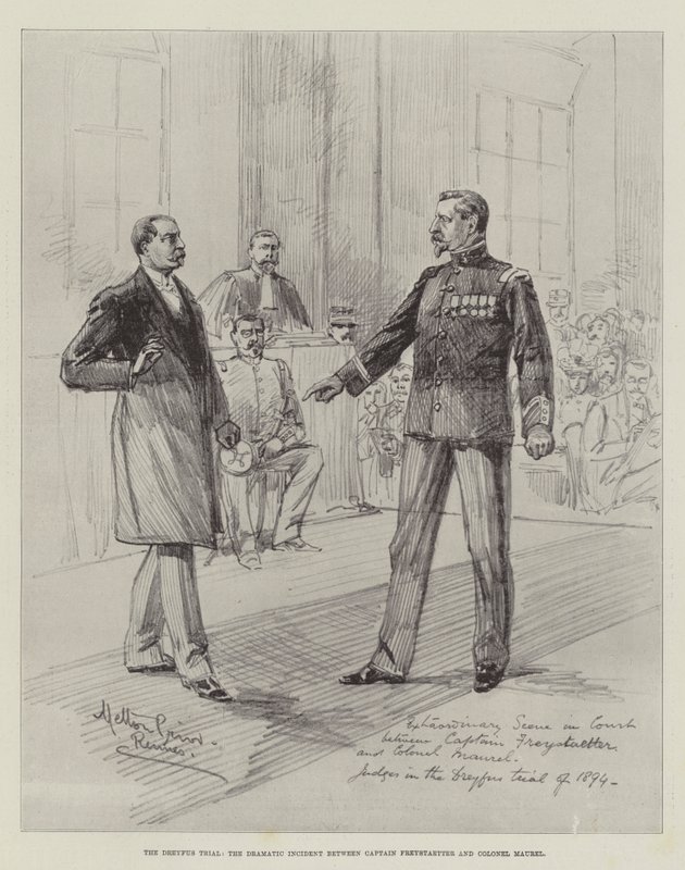 Dreyfus-rettssaken, den dramatiske hendelsen mellom kaptein Freystaetter og oberst Maurel av Melton Prior