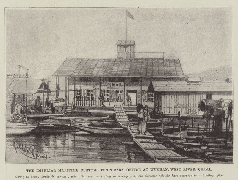 Imperial Maritime Customs Midlertidige kontor i Wuchan, West River, Kina av Melton Prior