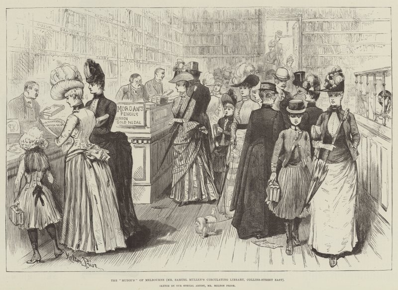 The Mudie's of Melbourne, Mr Samuel Mullen's Circulating Library, Collins-Street East av Melton Prior