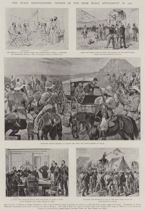Fredsforhandlingene, scener fra Boeres fredsoppgjør i 1881 av Melton Prior