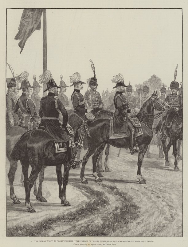 Det kongelige besøket i Warwickshire, prinsen av Wales gjennomgår Warwickshire Yeomanry Corps av Melton Prior