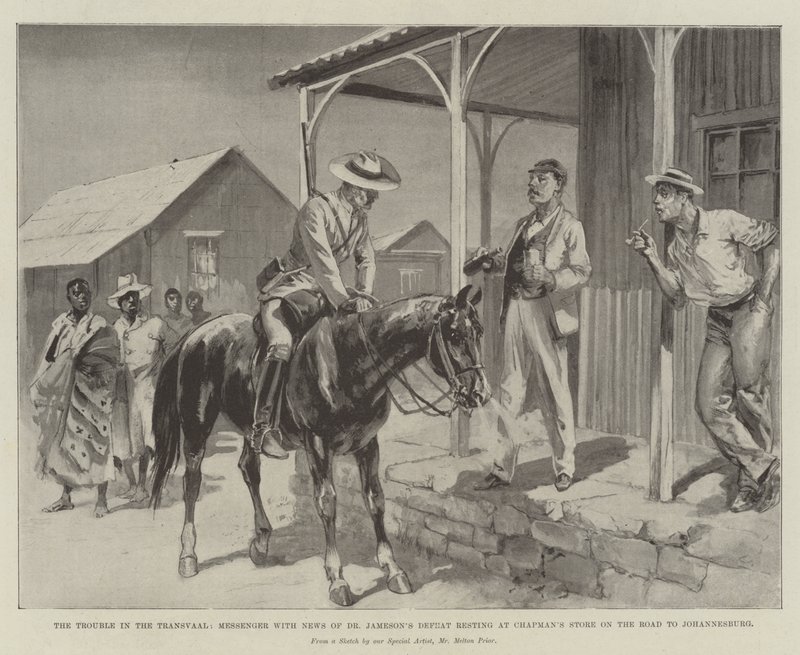 The Trouble in the Transvaal, Messenger med nyheter om Dr Jamesons nederlag som hviler på Chapman
