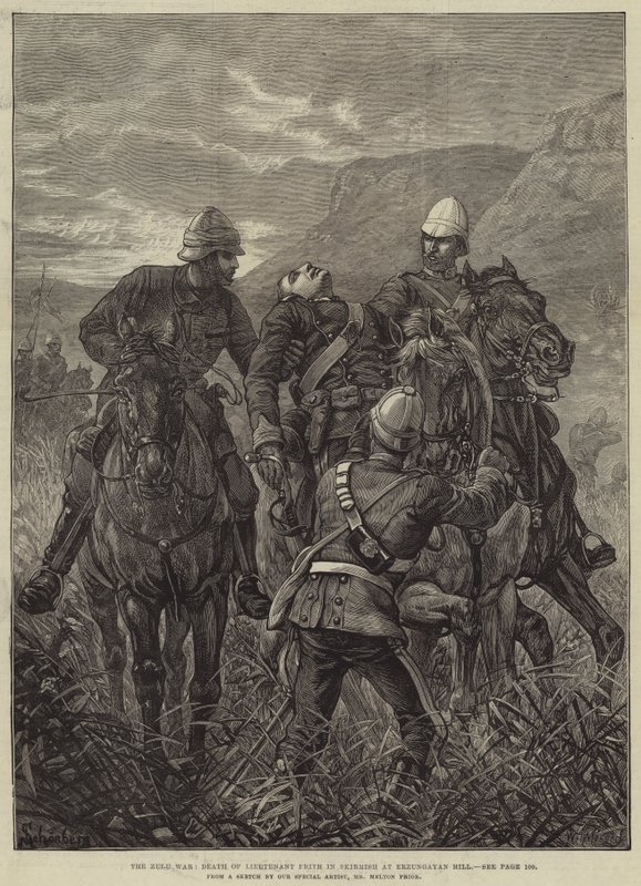 Zulu-krigen, død av løytnant Frith i trefning ved Erzungayan Hill av Melton Prior