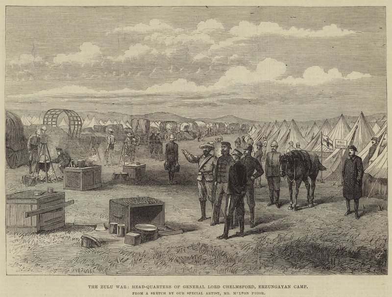Zulukrigen, hovedkvarteret til general Lord Chelmsford, Erzungayan Camp av Melton Prior