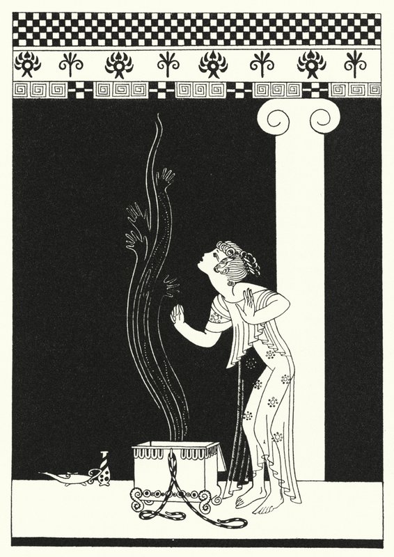 En sverm av bevingede skapninger børstet av henne (farge litho) av Merlyn Mann