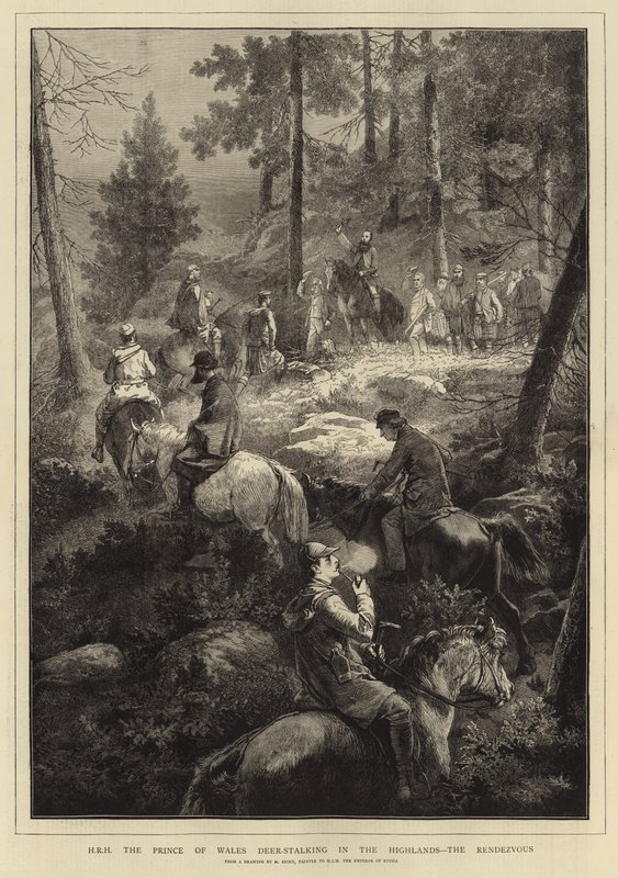 HRH Prince of Wales Deer-Stalking (gravering) av Mihaly von Zichy