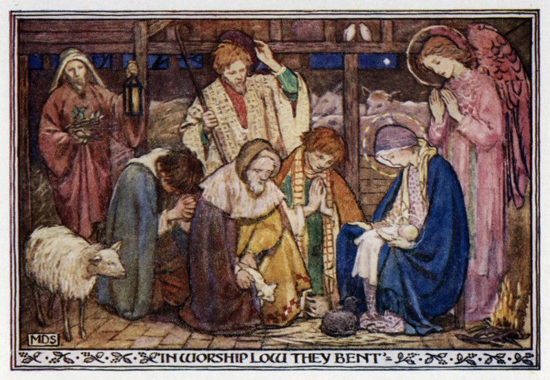 En julesang til julaften. Ukjent (farge litho) av Minnie Didbin Spooner