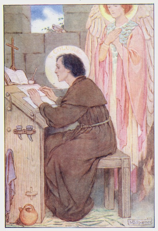Saint Columba (farge litho) av Minnie Didbin Spooner
