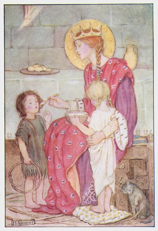Saint Margaret of Scotland (farge litho) av Minnie Didbin Spooner