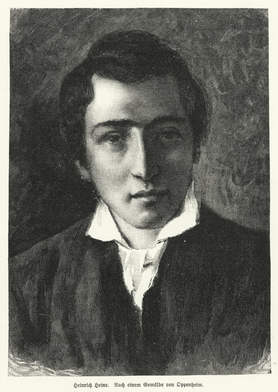 Heinrich Heine , tysk poet (litho) av Moritz Daniel Oppenheim