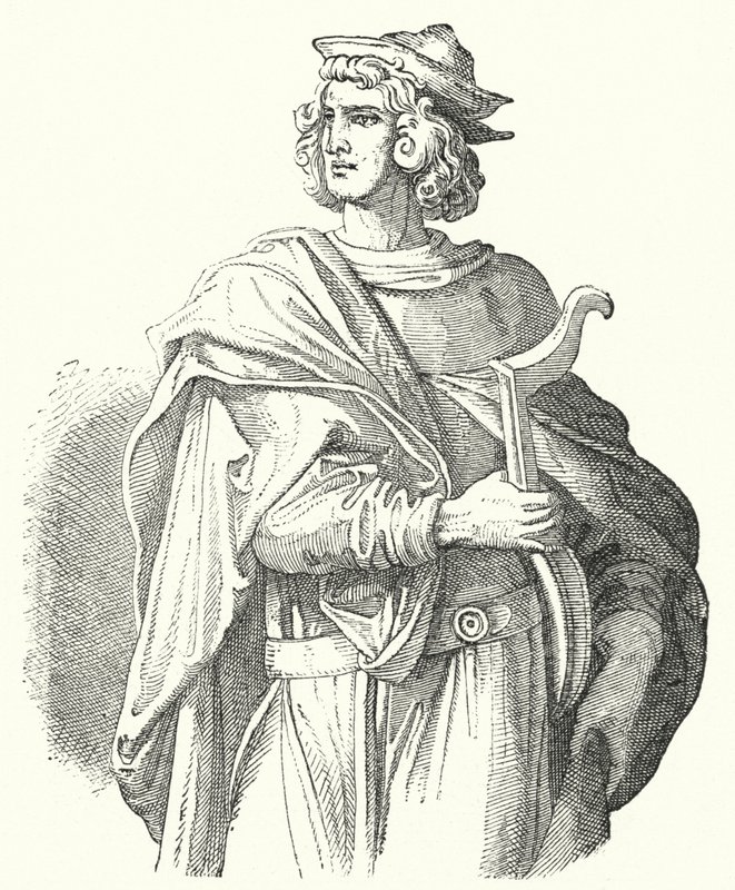 Walther von der Vogelweide , mellomhøytysk lyrisk poet (gravering) av Moritz Ludwig von Schwind