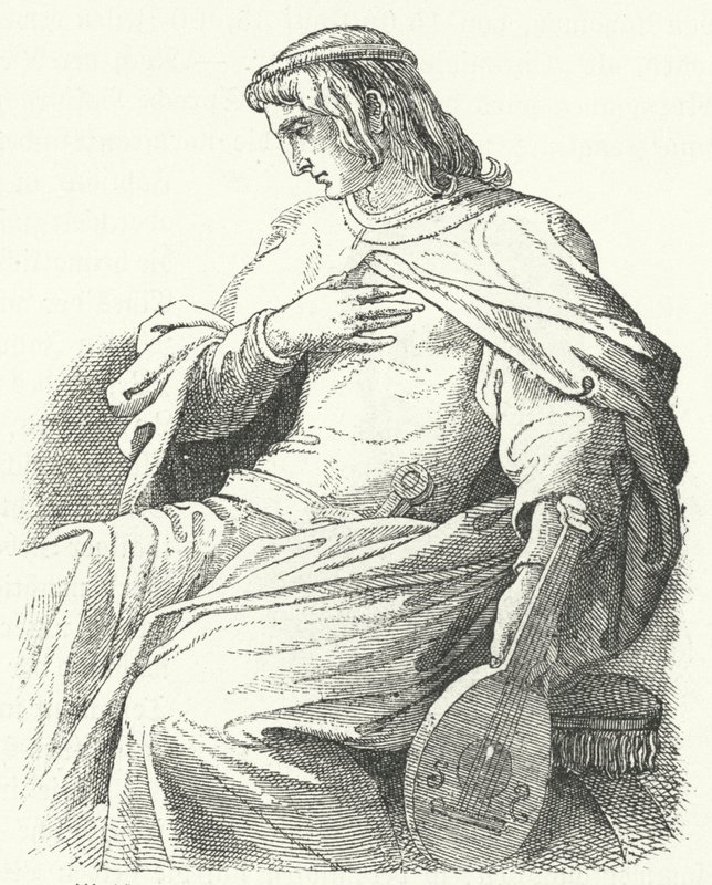 Wolfram von Eschenbach , tysk ridder og poet (gravering) av Moritz Ludwig von Schwind