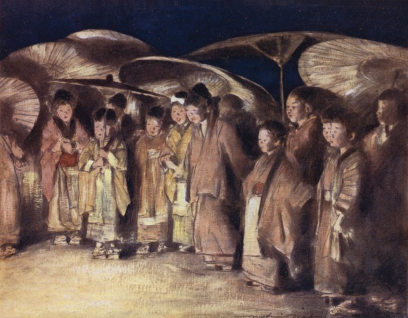 En gatescene, Kioto av Mortimer Ludington Menpes