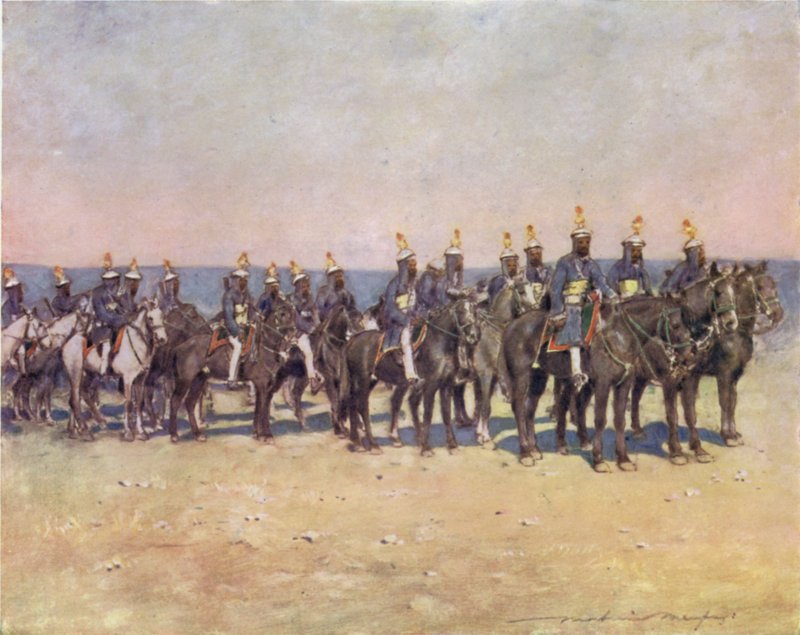 Pansrede ryttere fra Kishengarh av Mortimer Ludington Menpes