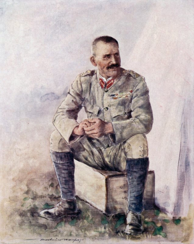 Generalløytnant Hector Macdonald utenfor Bloemfontein av Mortimer Ludington Menpes
