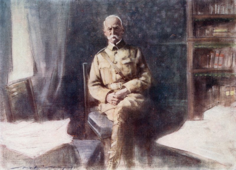 Lord Roberts i sin studie, ved hovedkvarteret, Bloemfontein av Mortimer Ludington Menpes