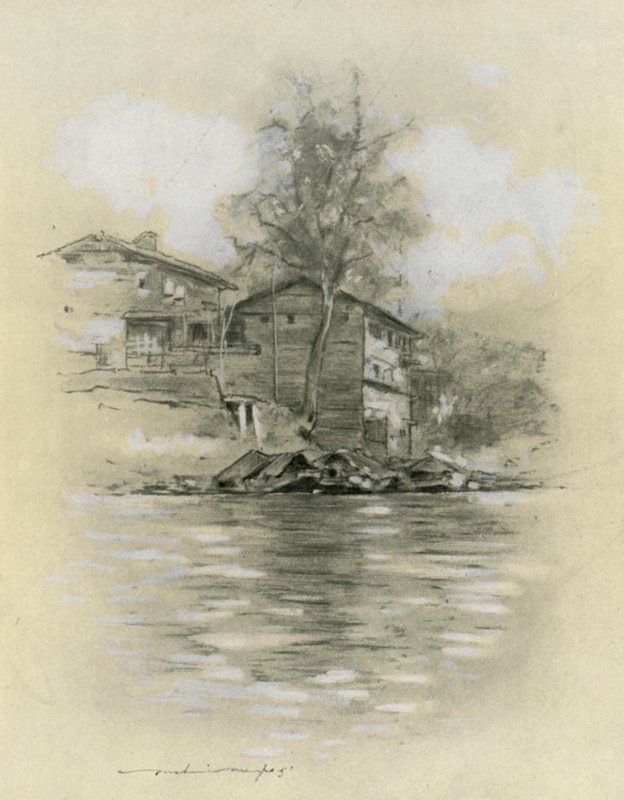 Elvebolig ved Srinagar av Mortimer Ludington Menpes