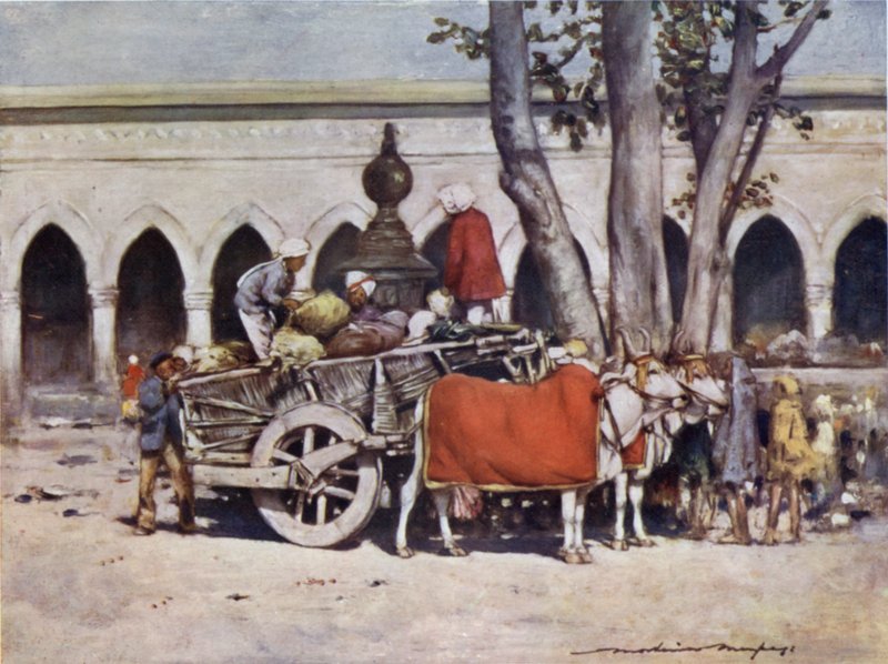 Scene utenfor jernbanestasjonen under Delhi Durbar av Mortimer Ludington Menpes