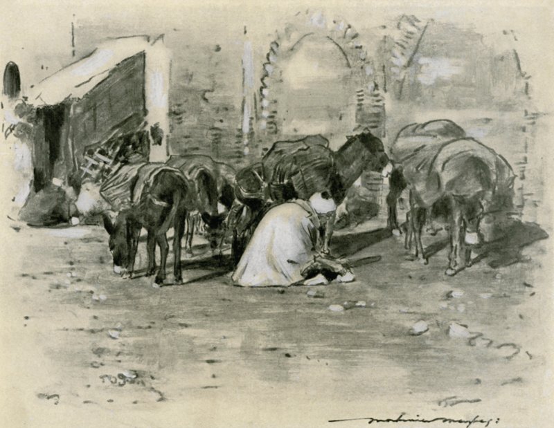 Gatescene i Tanger av Mortimer Ludington Menpes