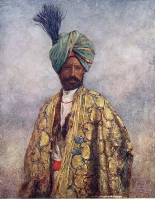 En Kashmiri-soldat (litho i farger) av Mortimer Ludington Menpes