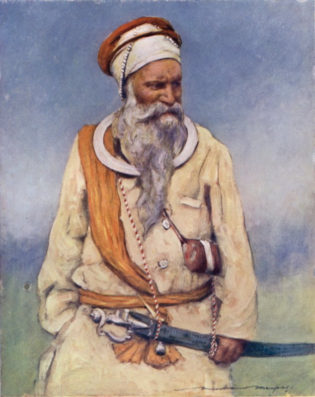 En Sikh-kriger (litho i farger) av Mortimer Ludington Menpes