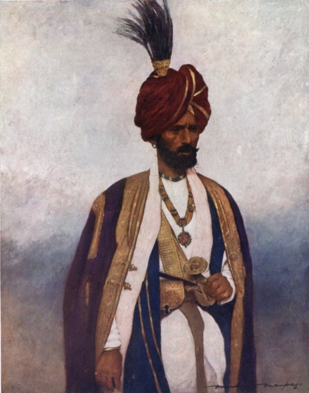 En soldat av hans høyhet Dogra Sowar (farge litho) av Mortimer Ludington Menpes