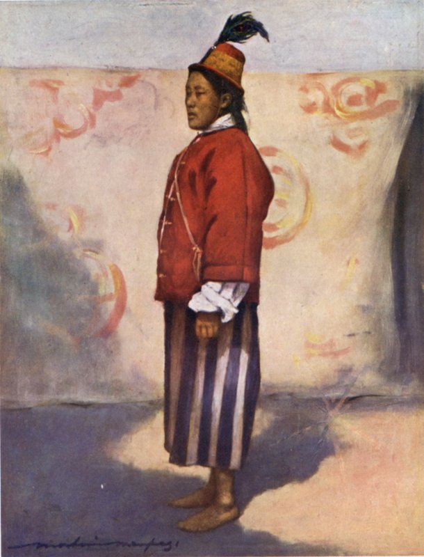 En soldat fra Maharaja av Sikkim (farge litho) av Mortimer Ludington Menpes