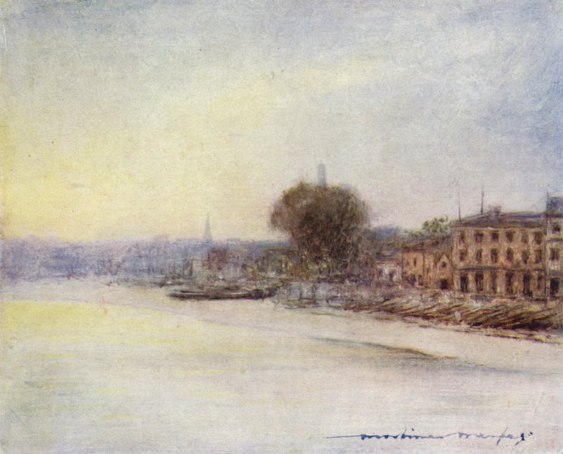 Utover Hammersmith Bridge av Mortimer Ludington Menpes