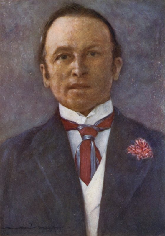 Lord Curzon i sin studie i Delhi (farge litho) av Mortimer Ludington Menpes
