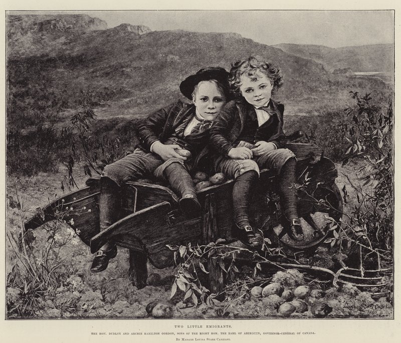 To små emigranter, den ærede Dudley og Archie Hamilton Gordon, sønner av den høyre ærede jarlen av Aberdeen, generalguvernør i Canada av Mrs. Louisa Starr Canziani
