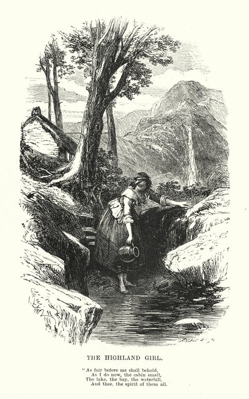 William Wordsworth: The Highland Girl (gravering) av Myles Birket (after) Foster