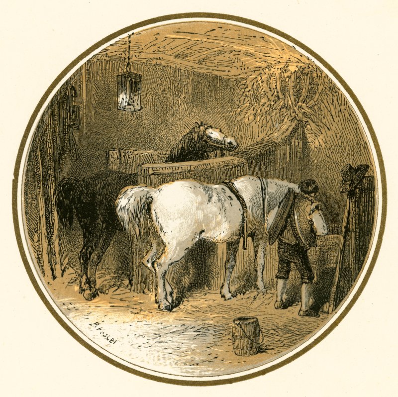 Hester i stallen av Myles Birket Foster