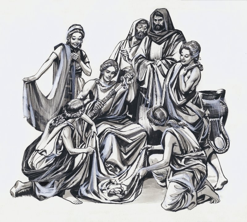 Akilles og Ulysses (gouache på papir) av Nadir Quinto