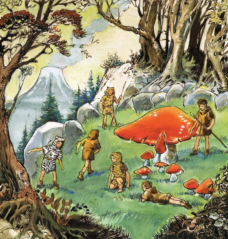 De forsvunne guttene, illustrasjon fra «Peter Pan» av JM Barrie (gouache på papir) av Nadir Quinto