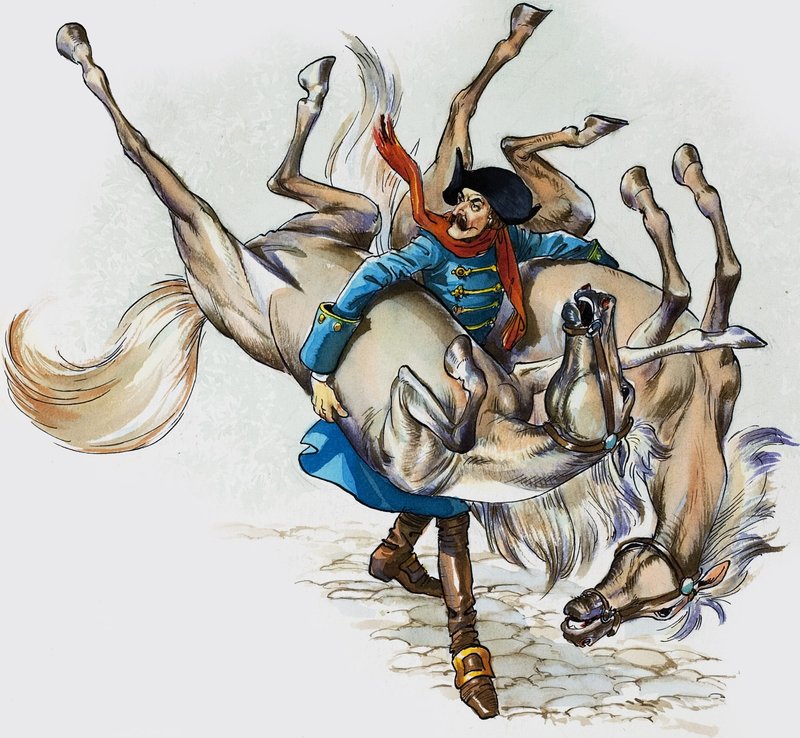 Baron Münchausens fantastiske eventyr (gouache på papir) av Nadir Quinto
