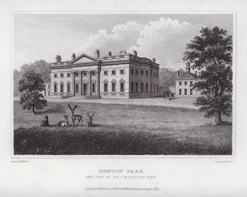 Denton Park, setet til Sir CH Ibbotson (gravering) av Nathaniel (after) Whittock