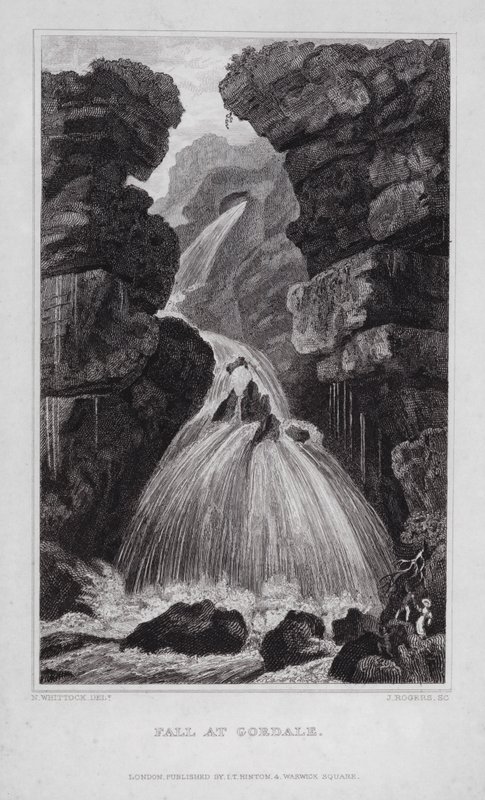 Fall ved Gordale (gravering) av Nathaniel (after) Whittock