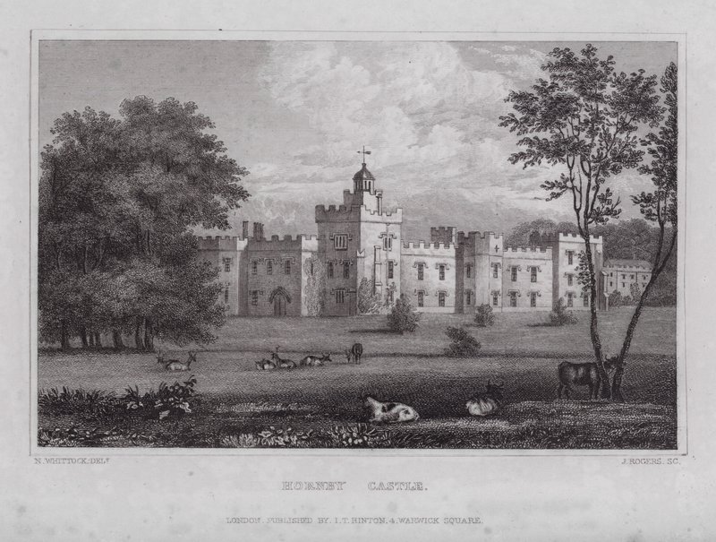 Hornby Castle (gravering) av Nathaniel (after) Whittock