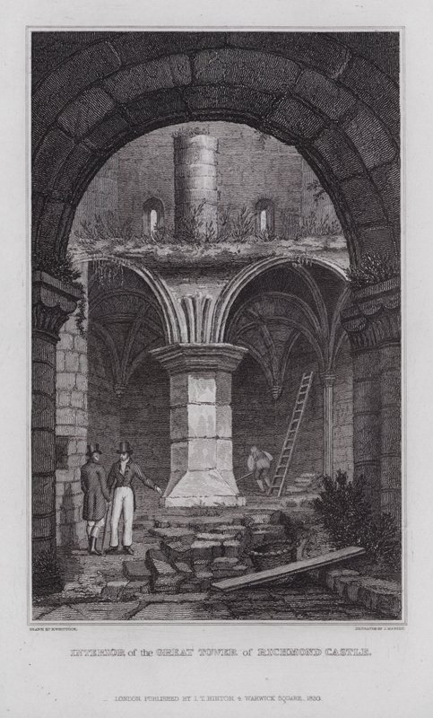 Interiør av Great Tower of Richmond Castle (gravering) av Nathaniel (after) Whittock