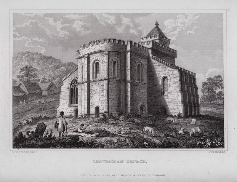 Lestingham Church (gravering) av Nathaniel (after) Whittock