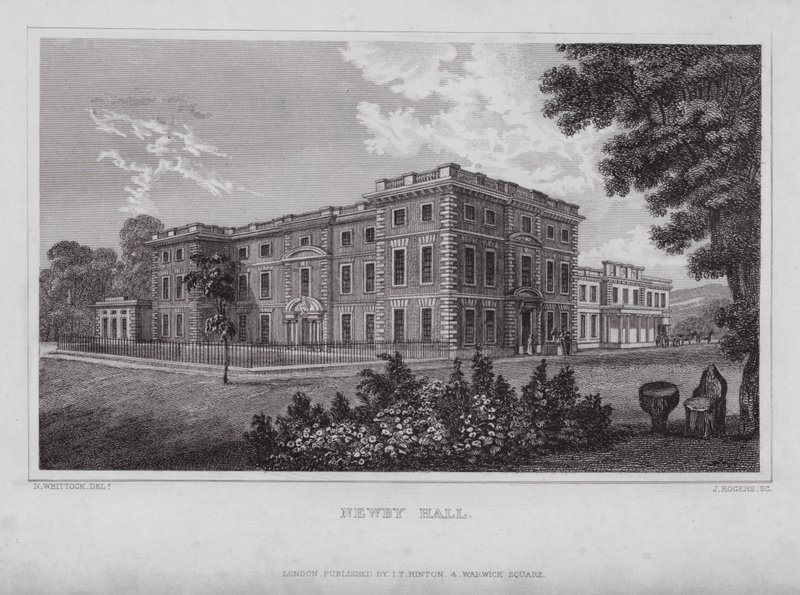 Newby Hall (gravering) av Nathaniel (after) Whittock
